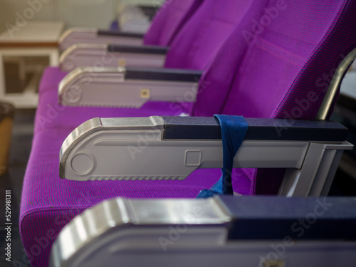 Seats lined up on the plane