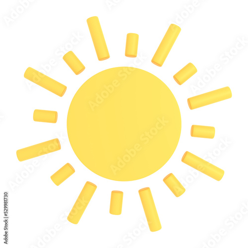 Cute sun, sunlight.representing summer and sunny days. 3d rendering.