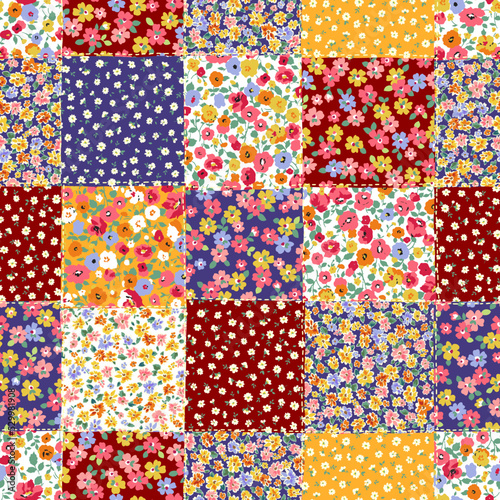 A simple patchwork of cute floral patterns,