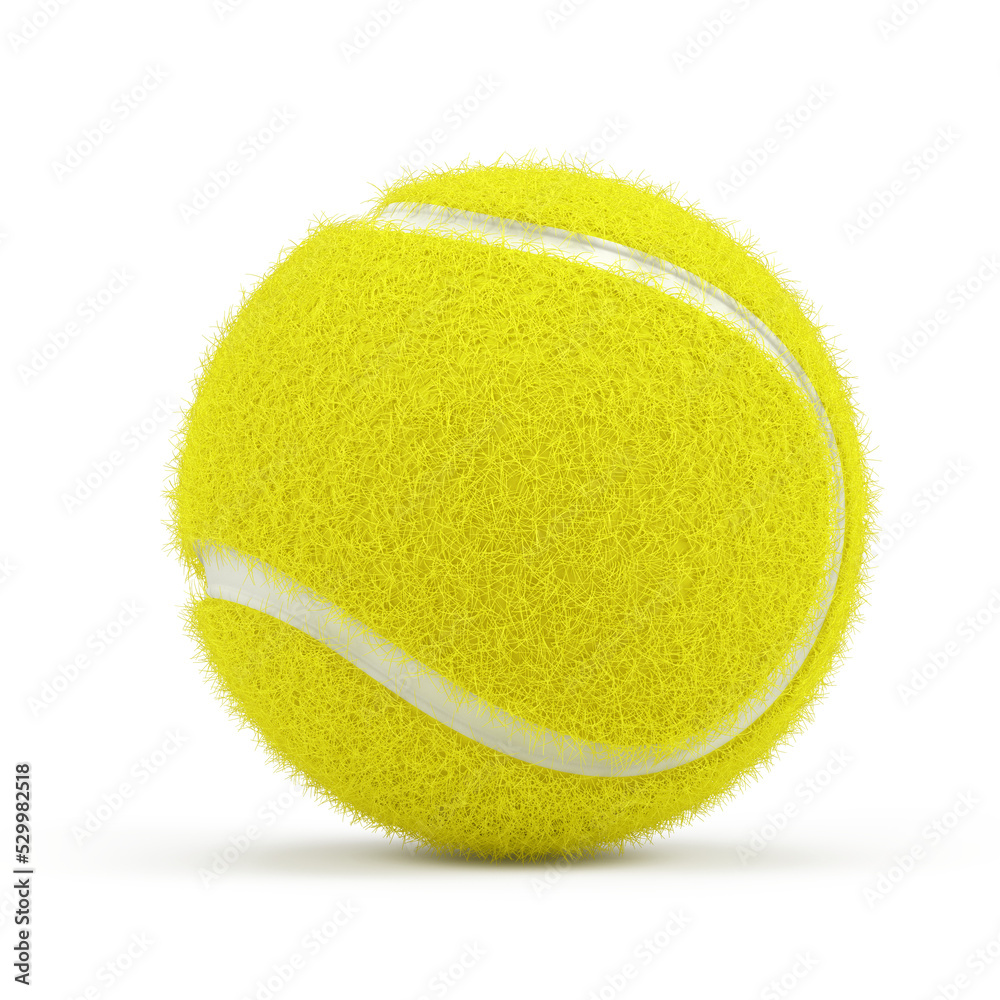 Tennis ball isolated on white - 3d render	
 - obrazy, fototapety, plakaty 