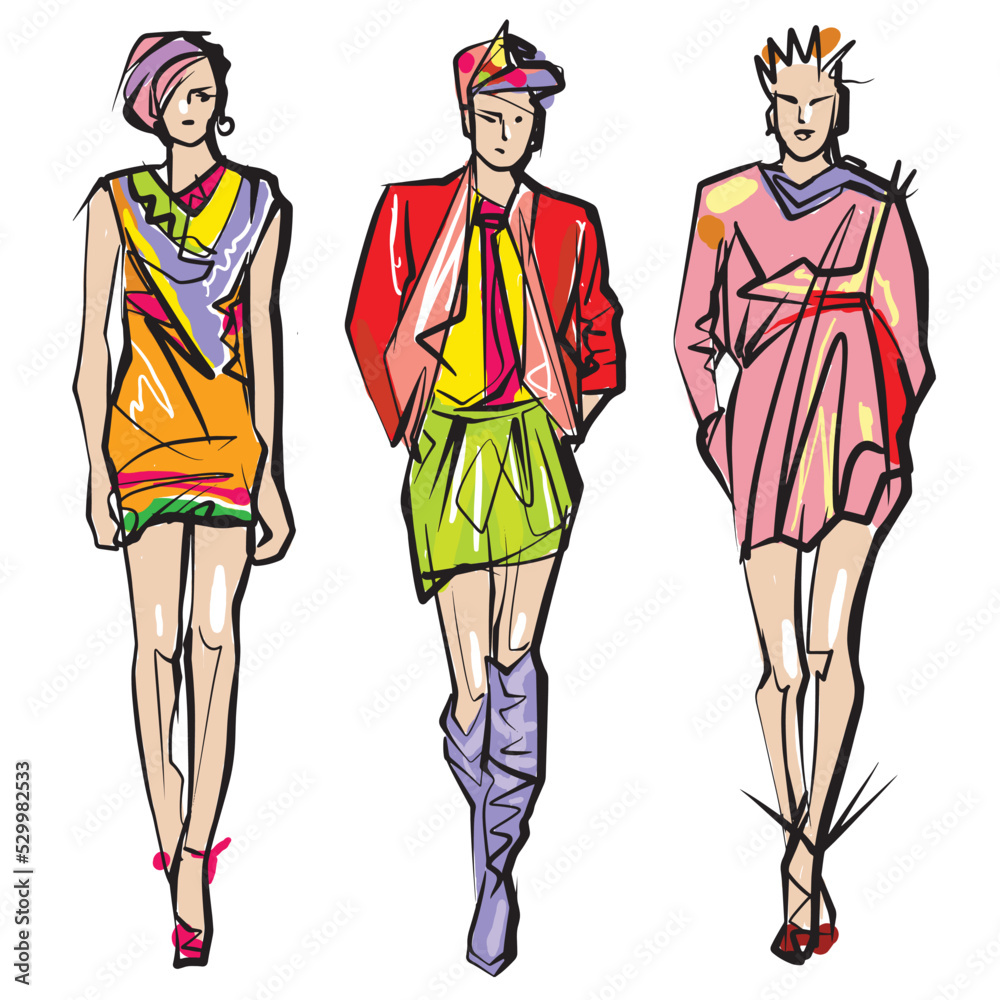 Obraz premium Fashion woman. Female model. Hand drawn fashion lady. Sketch