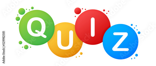 Quiz logo with speech bubble symbols, concept of questionnaire show sing, quiz button, question competition. Vector stock illustration.
