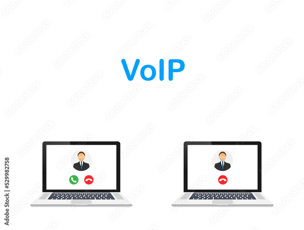 Fototapeta premium VoIP technology, voice over IP. Internet calling banner. Vector stock illustration.