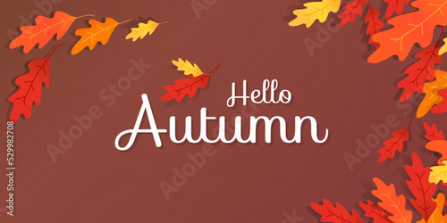 Dark poster or background with leaves in autumn colors. Vector layout for your design