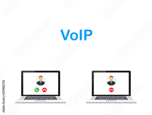 VoIP technology, voice over IP. Internet calling banner. Vector stock illustration.
