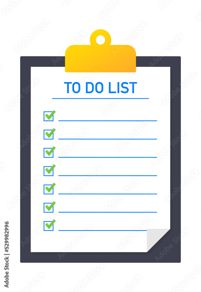 To do list or planning icon concept. Paper sheets with check marks. Vector illustration.