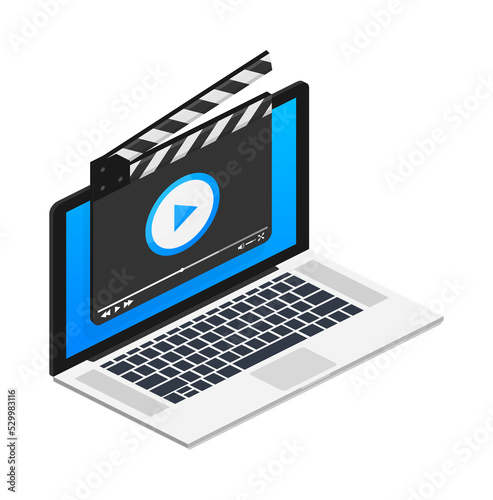 Content production, development, article writing, video. Video production. Vector stock illustration.