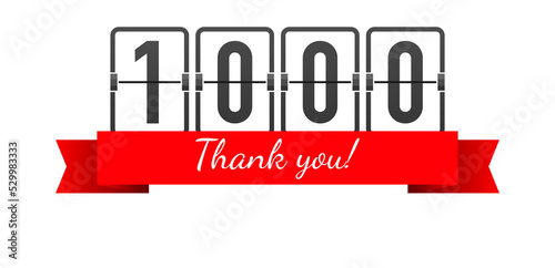 1000 followers, Thank You, social sites post. Thank you followers congratulation card. Vector stock illustration. photo