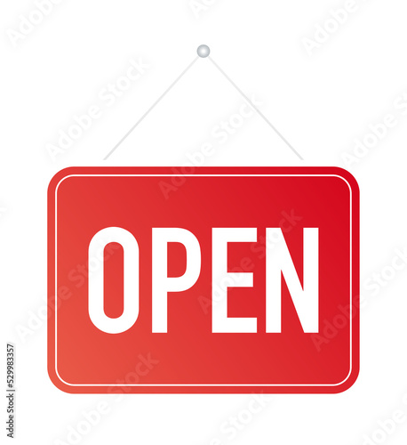 Open only hanging sign on white background. Sign for door. Vector stock illustration.