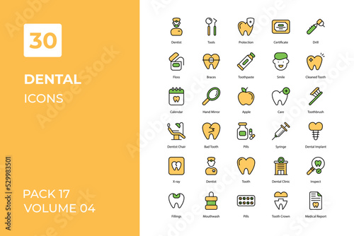 Dental icons collection. Set contains such Icons as oral irrigation, sensitive tooth, electric toothbrush, and more
