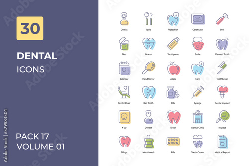 Dental icons collection. Set contains such Icons as oral irrigation, sensitive tooth, electric toothbrush, and more