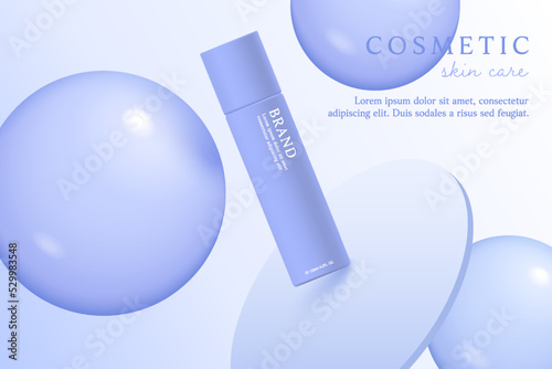 Purple cosmetic 3d background with drop of liquid bubble.