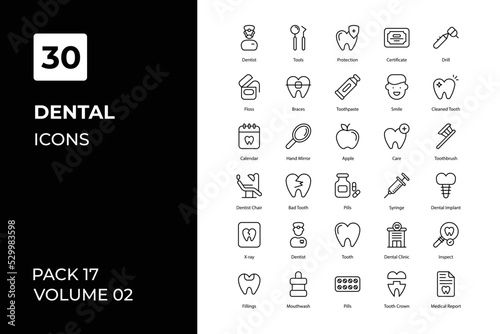 Dental icons collection. Set contains such Icons as oral irrigation, sensitive tooth, electric toothbrush, and more