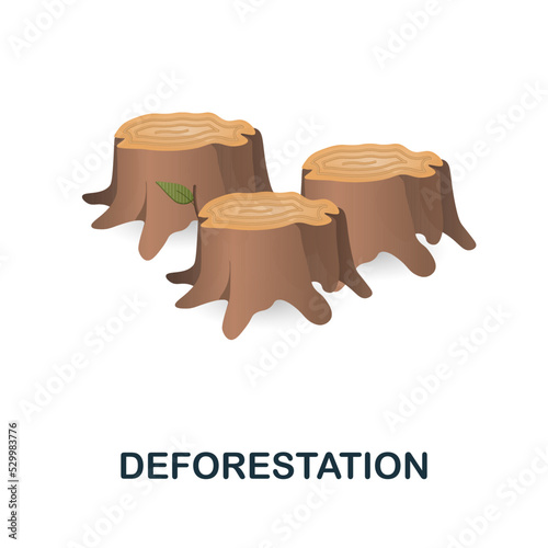 Deforestation icon. 3d illustration from climate change collection. Creative Deforestation 3d icon for web design, templates, infographics and more