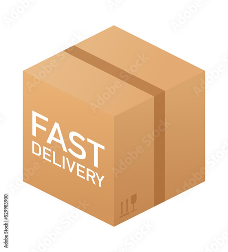 Web banner for Fast Delivery Box and E-Commerce. Flat elements isolated vector illustration