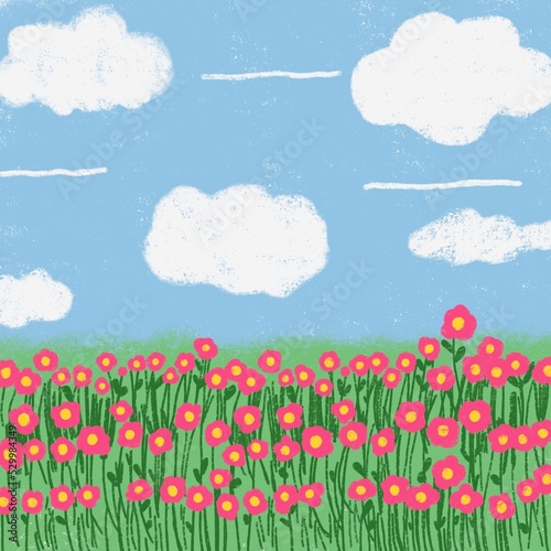 Handmade drawing flowers.different garden flowers isolated .