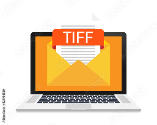 фотографія Laptop with envelope and TIFF file