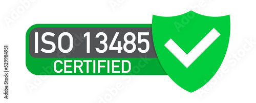 ISO 13485 Certified badge, icon. Certification stamp. Flat design vector. Vector stock illustration.