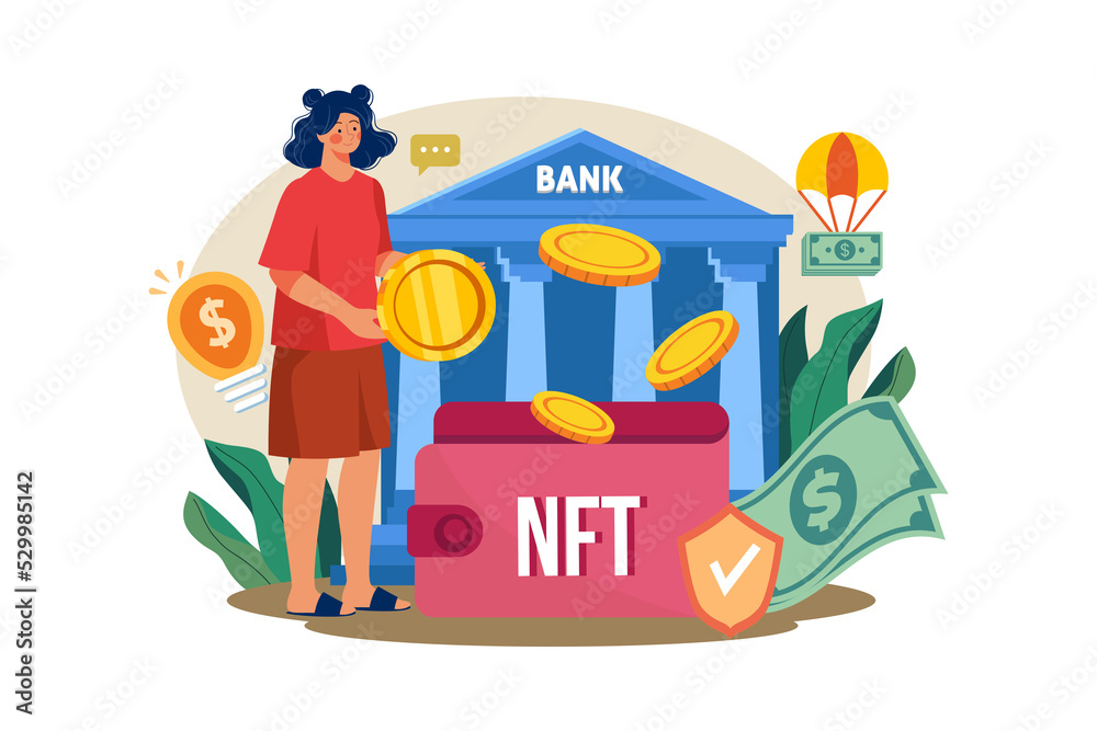 Naklejka premium NFT wallet Illustration concept on white background