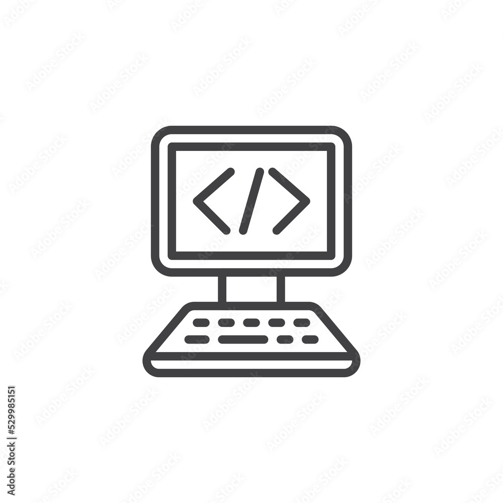 Programing, coding line icon Programing, coding line icon