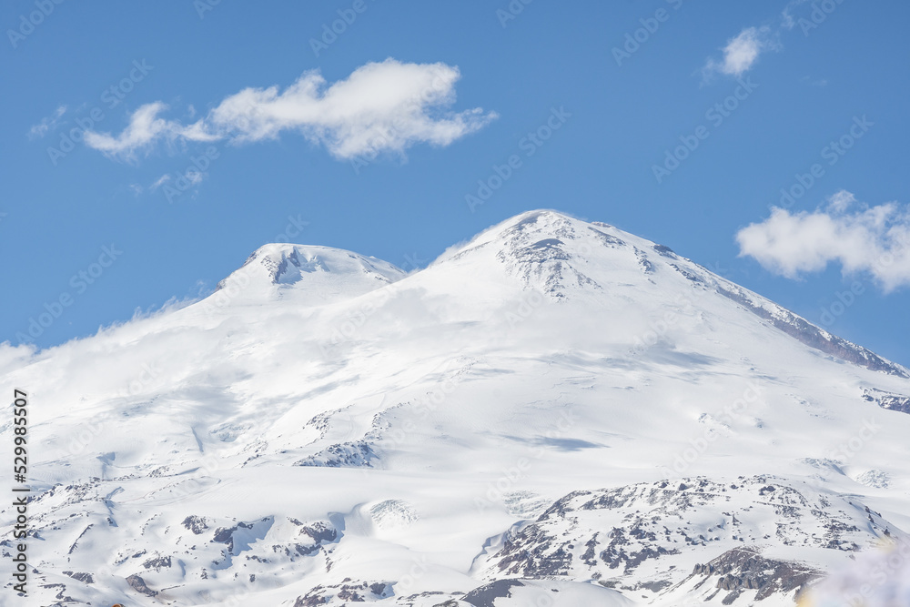 Fototapeta premium Mount Elbrus from the lift to Mount Cheget, Caucasus Range