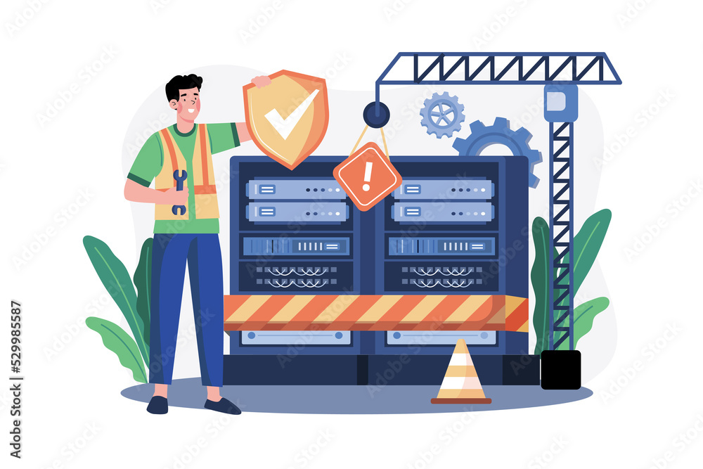 Server Maintenance Illustration concept on white background Server Maintenance Illustration concept on white background