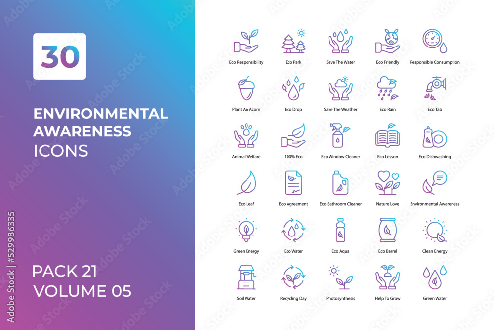 Environmental Awareness icons collection. Set contains such Icons as bio, biodegradable, earth, Eco, Eco-friendly, and more