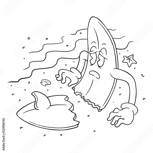 Photography Coloring illustration of cartoon break surfing board mascot