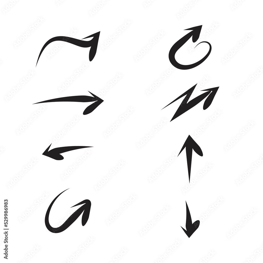 hand drawn doodle arrow heads black collection