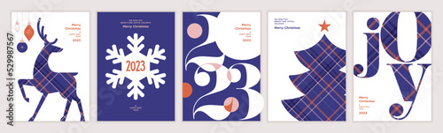 2023 Merry Christmas and Happy New Year greeting cards set. Vector illustration concepts for background, greeting card, party invitation card, website banner, social media banner, marketing material.
