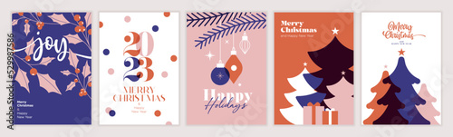 Merry Christmas and Happy New Year 2023 greeting cards. Vector illustration concepts for background, greeting card, party invitation card, website banner, social media banner, marketing material.