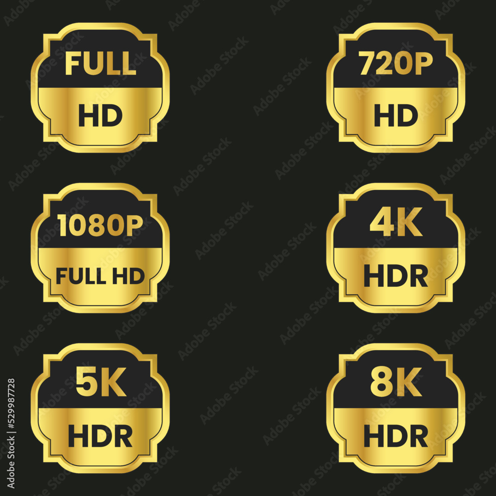 4k ultra hd,5k ultra hd,6k ultra hd,8k ultra hd,1080p full hd,720p hd resolution icons set