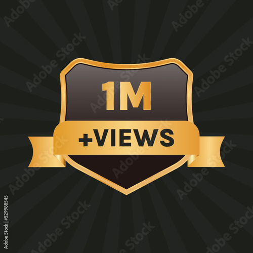 youtube 1 million views or 1m views banner vector