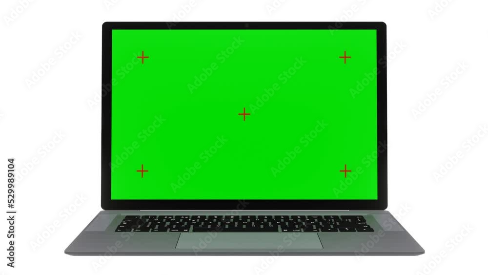 Realistic laptop with empty screen animation isolated on white background. Chromakey.