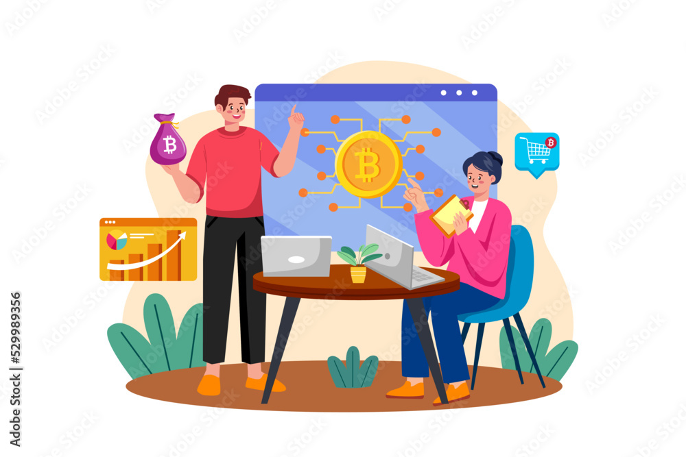 How To Buy Bitcoin Illustration concept on white background