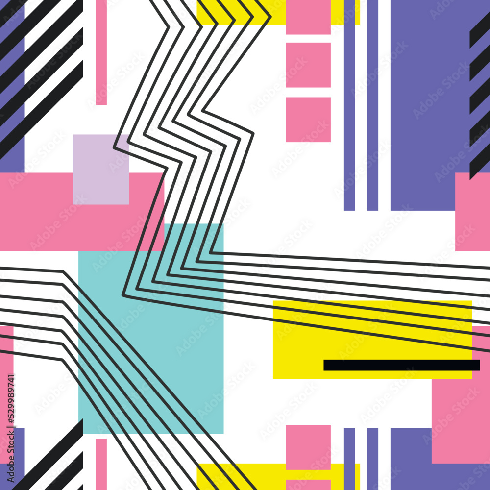 Trendy geometric seamless pattern vector. Abstract graphic backdrop illustration. Wallpaper, background, fabric, textile, print, wrapping paper or package design.