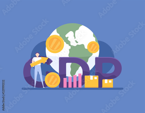 Gross domestic product or GDP. the market value of all goods and services produced. National earning profit measurement and index. vector concept design. for posters, advertisements, landing pages