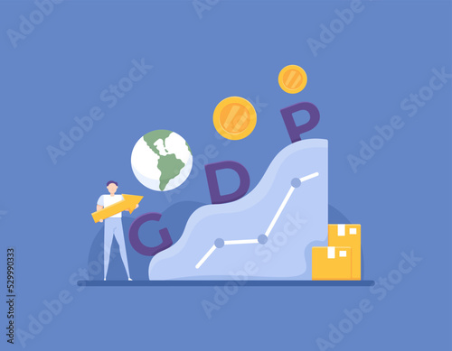 Gross domestic product or GDP. the market value of all goods and services produced. National earning profit measurement and index. vector concept design. for posters, advertisements, landing pages