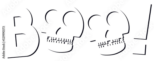 Halloween graphics wtih skulls - Boo! - transparent background