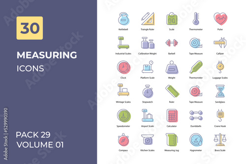 Measuring icons collection. Set contains such Icons as 	app, barbell, calibration, design, and more