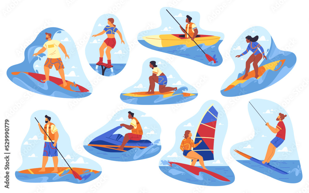 Active water recreation or sport, vector clipart Active water recreation or sport, vector clipart