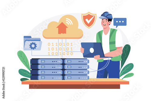 Server Maintenance Illustration concept on white background