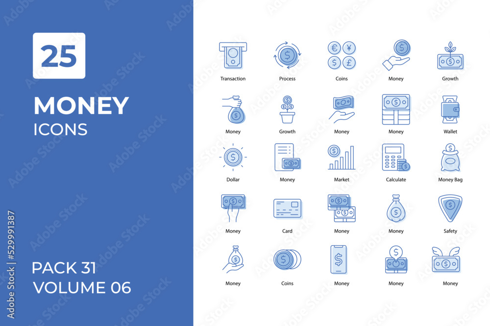 Money icons collection. Set contains such Icons as dollar, euro, Pakistan rupee, and more