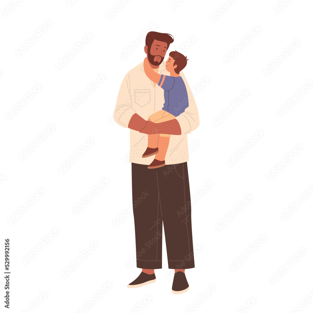 Son and father, happy family, vector illustration. Son and father, happy family, vector illustration.
