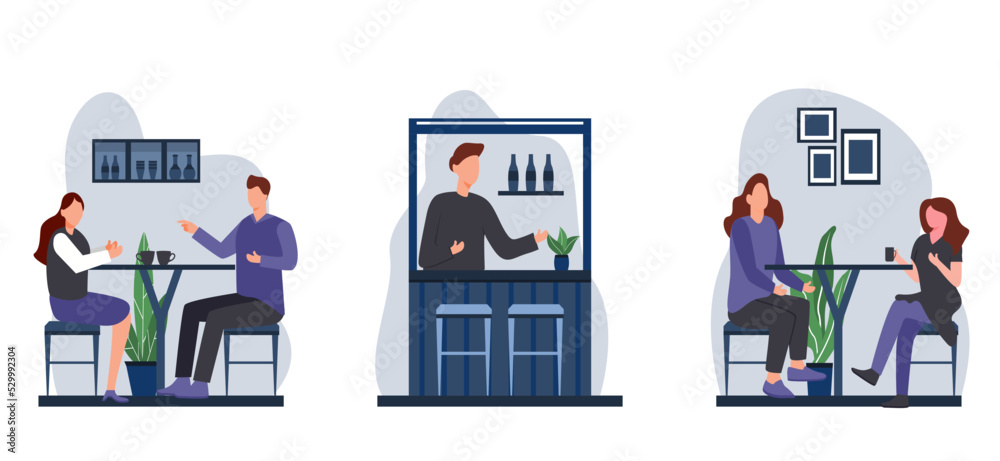 Coffee shop flat bundle design illustration Coffee shop flat bundle design illustration