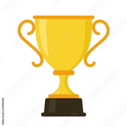 golden trophy cup flat vector illustration logo icon clipart