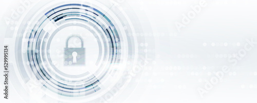 internet digital security technology concept for business background. Lock on circuit board