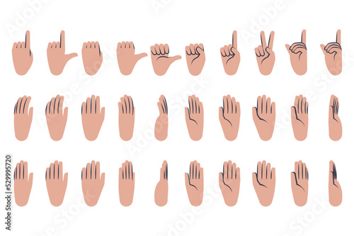 Hands poses set. Rotation at different angles