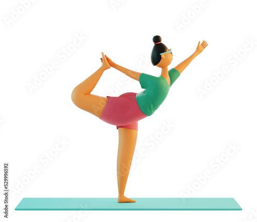 Dancers Pose (Natarajasana). A series Yoga Poses. 3d render illustration.