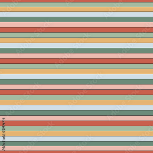 Xmas vintage multicoloured horizontal stripes vector seamless pattern. Geometric abstract background. Hippie Groovy Christmas Lines surface design.